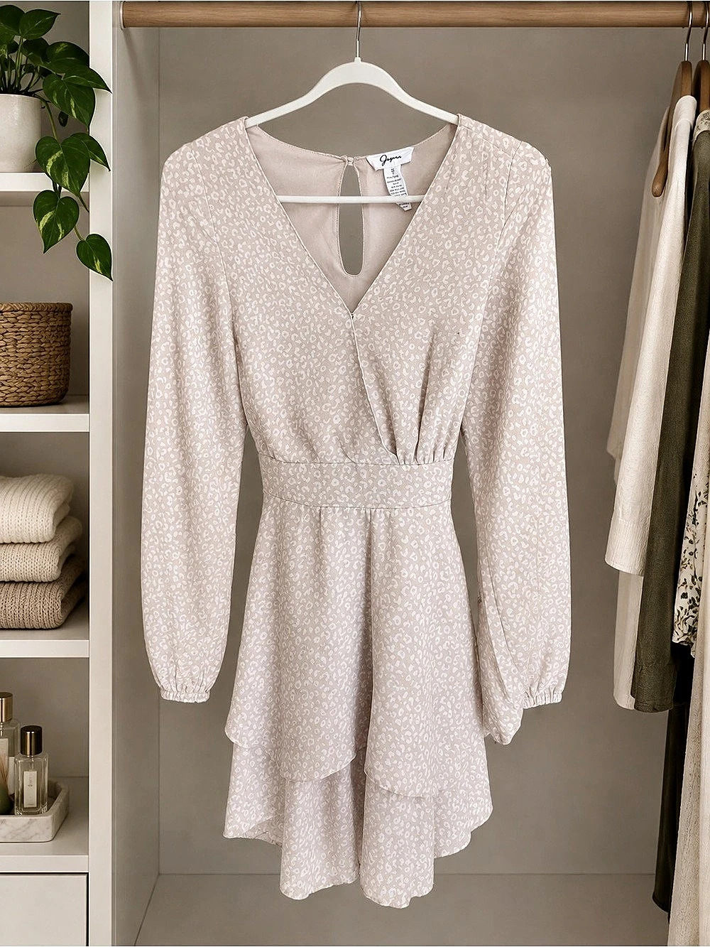 Floral Long Sleeve Mini Dress in Pink Like New
